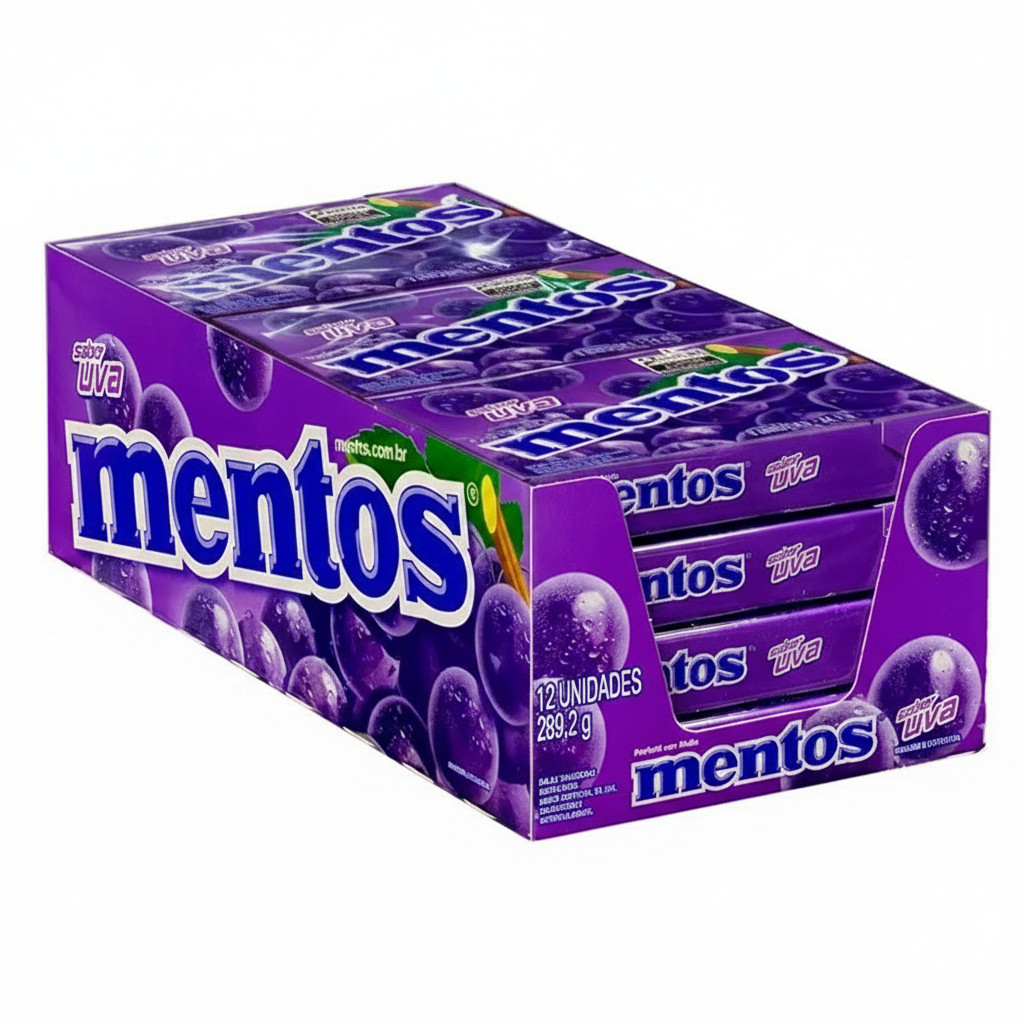 Bala Slim Box Sabor Uva caixa com 12 unidades de 24,1g - Mentos