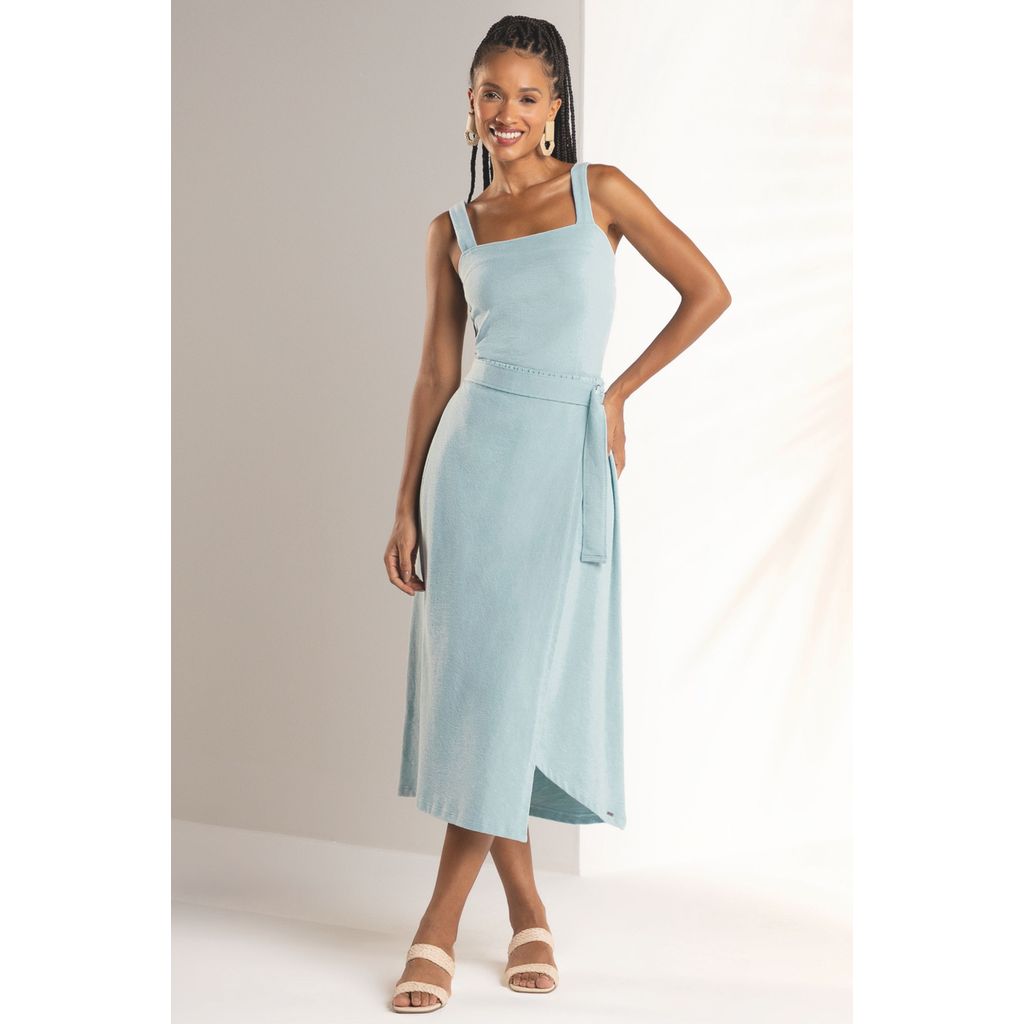 Saia Feminina Transpassada Marialícia Azul em Oferta na Shopee