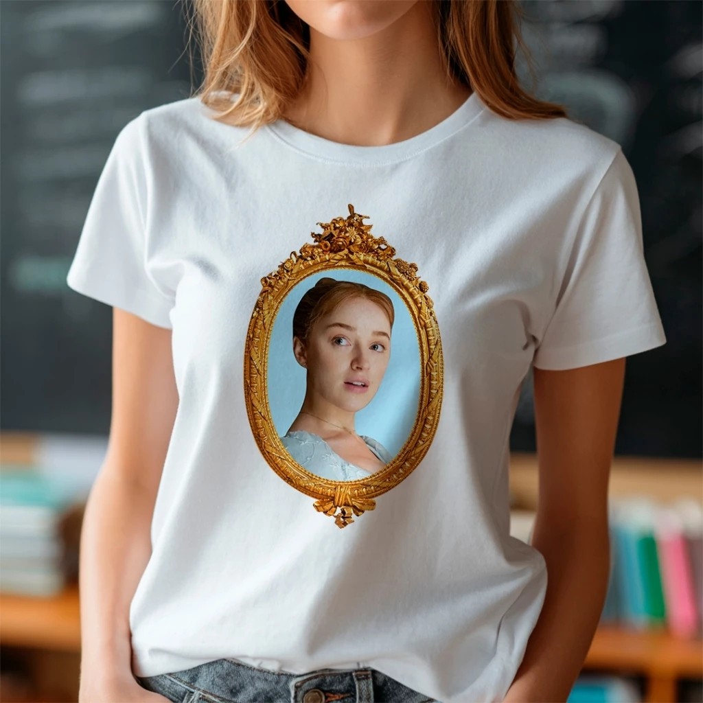 Tshirt Feminina Série Moldura Dourada Estampada Lançamento Camiseta 100% Algodão Camisetão  Oversized - Estampaê