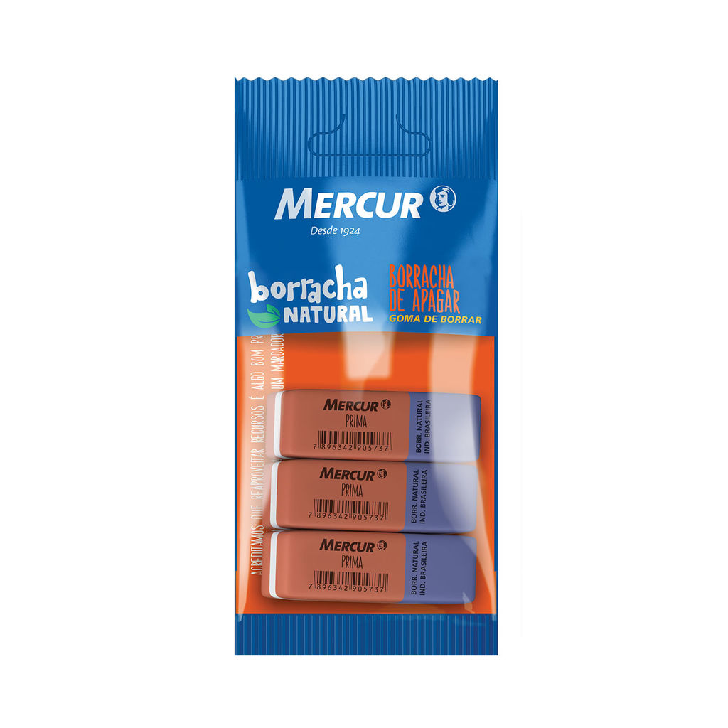 Borracha Mercur Prima Bicolor com 2 Unidades em Oferta na Shopee