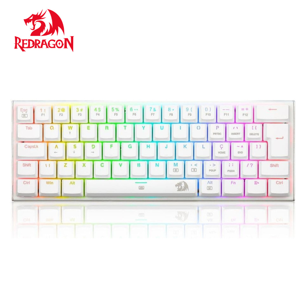 Teclado Mecânico Redragon Anivia Branco RGB ABNT2, Switch Blue - Layout Gamer ABNT2 Brasil 60%