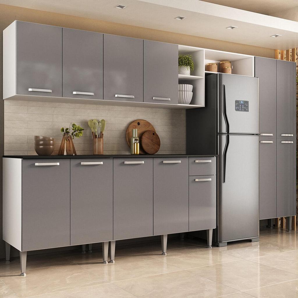 Armário Cozinha Modulada Completa 298cm Pequim Top Multimóveis MP3769 em Oferta na Shopee