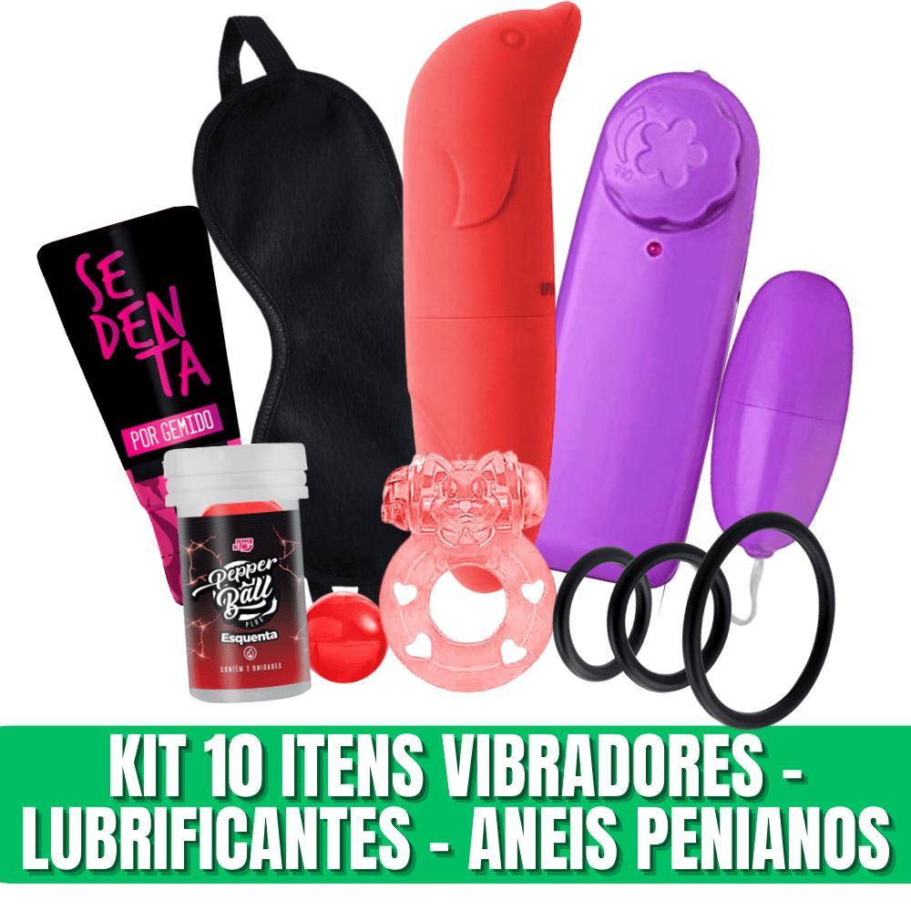 Kit Sex Shop Casal 10 Itens Completo Vibrador Anel Peniano Venda Gel Lubrificante em Oferta na Shopee