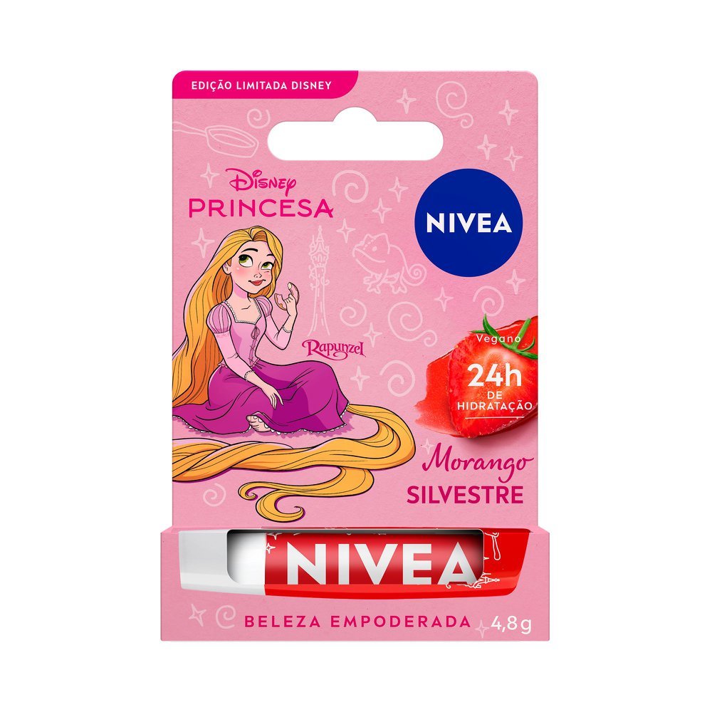 Hidratante Labial Nívea Morango Silvestre Ed. Limitada Rapunzel Disney Princesa 4,8g