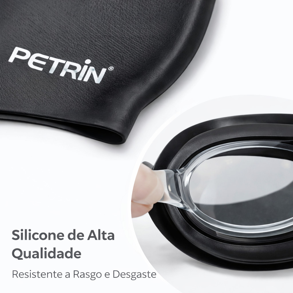 Kit Mergulho Infantil Óculos Antivazamento + Touca Silicone Confortável Piscina Praia Verão