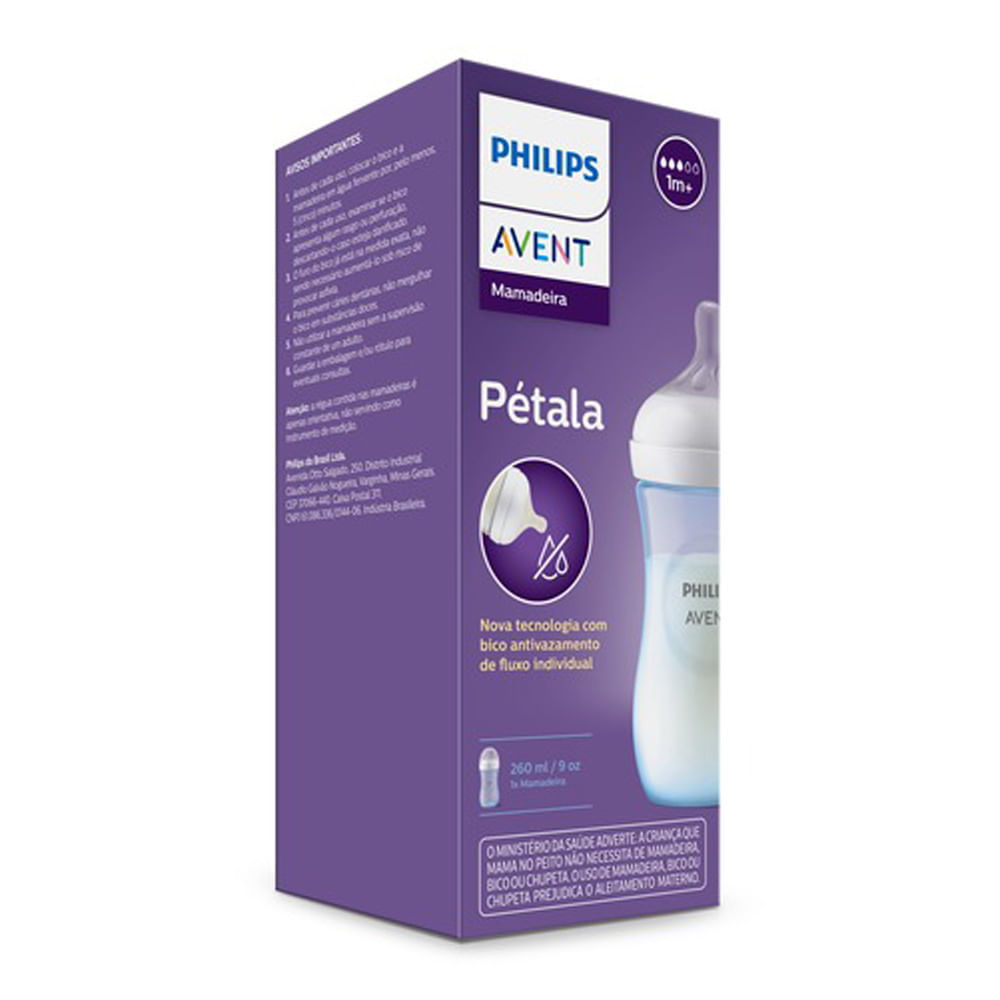 Mamadeira Philips Avent Pétala 1+ Meses 260ml em Oferta na Shopee