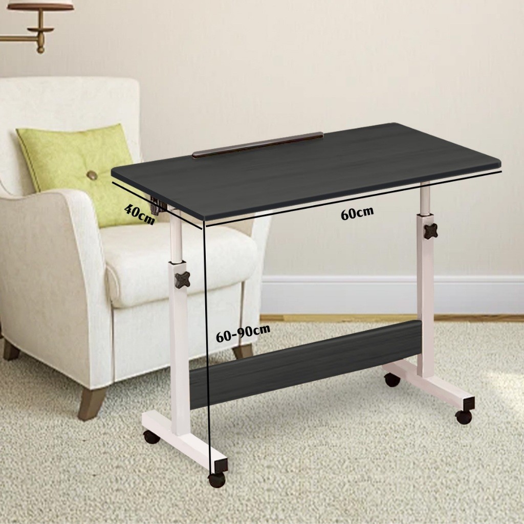 Mesa Giratória 180° Multiuso c/ Rodinhas Altura Ajustável - Notebook Cama Sofá Prática Preto em Oferta na Shopee
