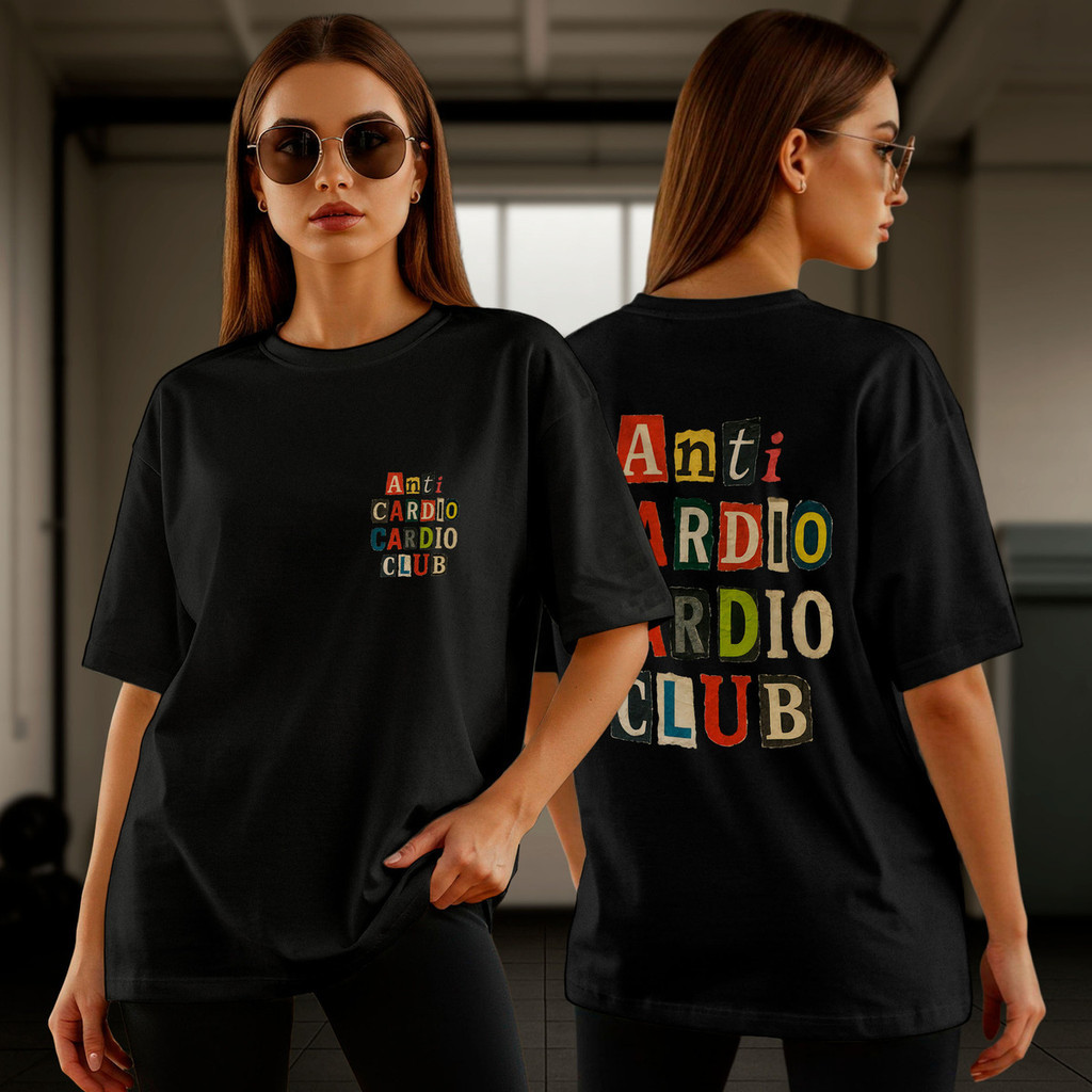 Camiseta Feminina Oversized Anti Cardio Algodão Premium Camisetão Blusão Academia Treino Estilo