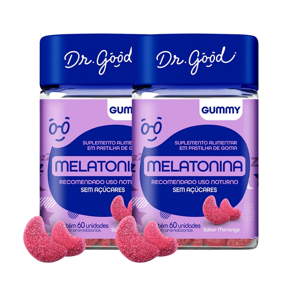 Kit com 2 Dr. Good - Melatonina - 60 gomas - Morango