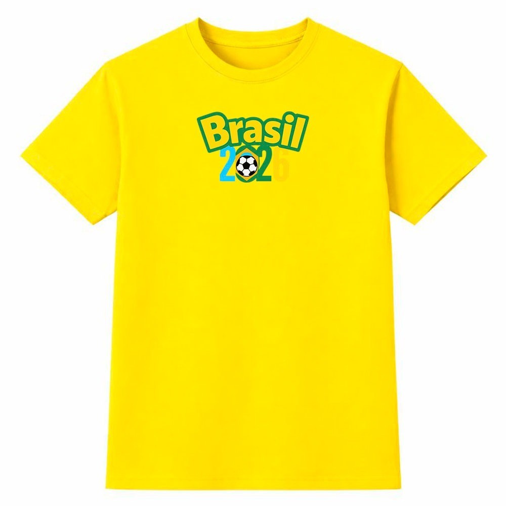 Camiseta Feminina 100% Algodão Camisa Brasil 2026 Futebol Copa do Mundo Torcida Moda Casual