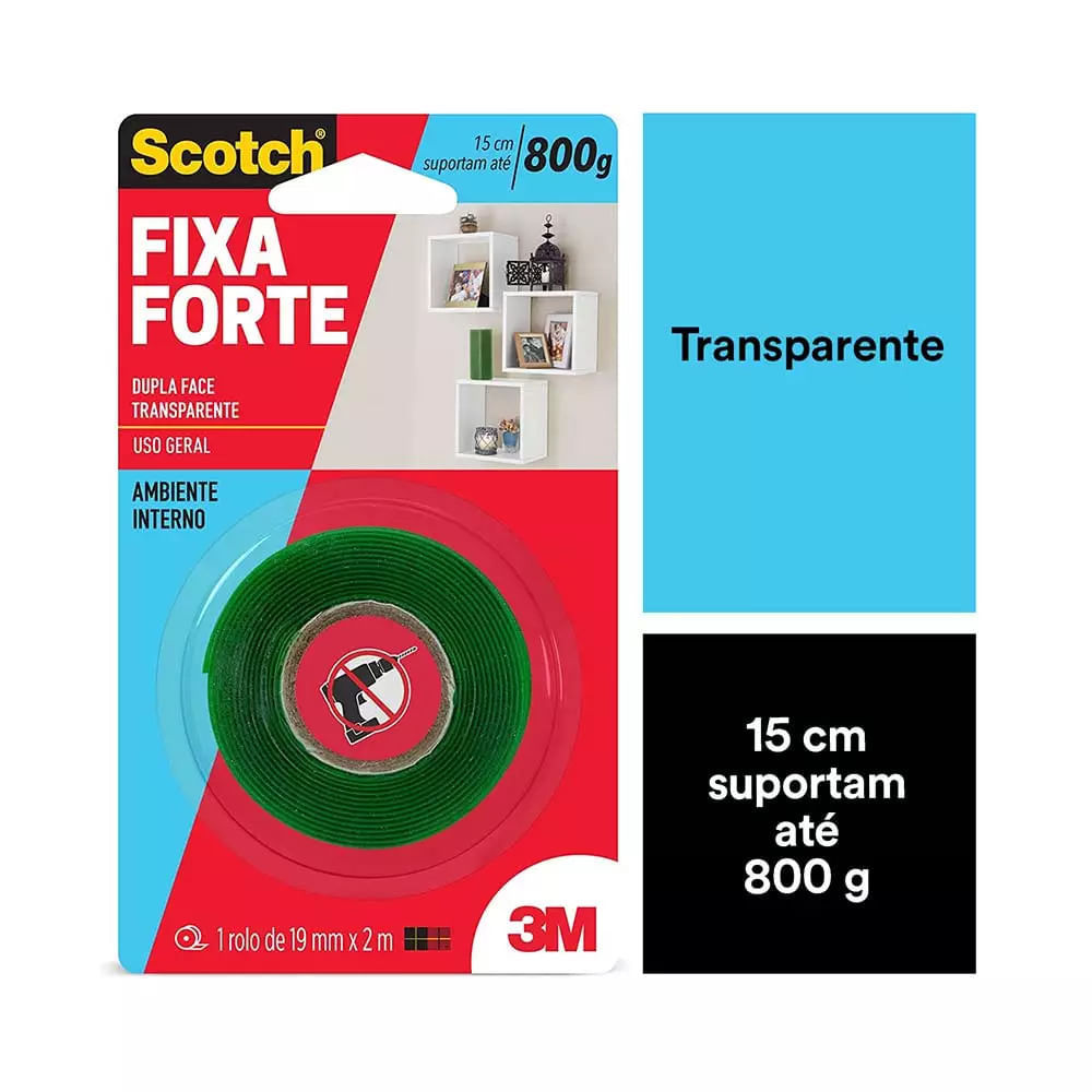 Fita Adesiva Dupla Face Scotch 3M com Espuma Uso Interno 19mmx2m em Oferta na Shopee