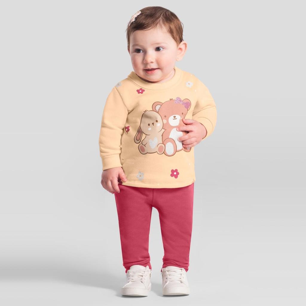 Conjunto bebê menina em moletom Brandili Baby