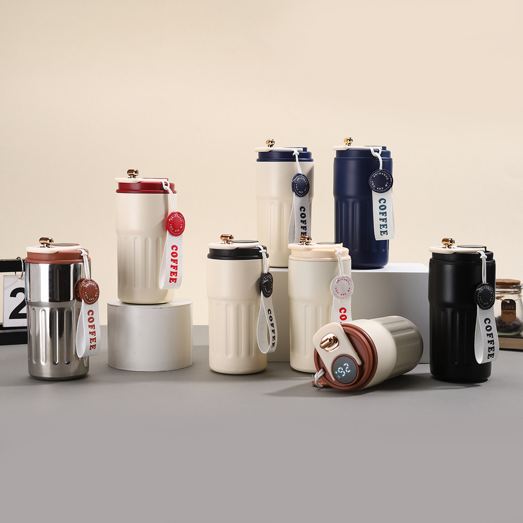 Copo Térmico Cafe 450ml Inox com Display Digital e Tampa com Trava – Mantém Temperatura por Horas