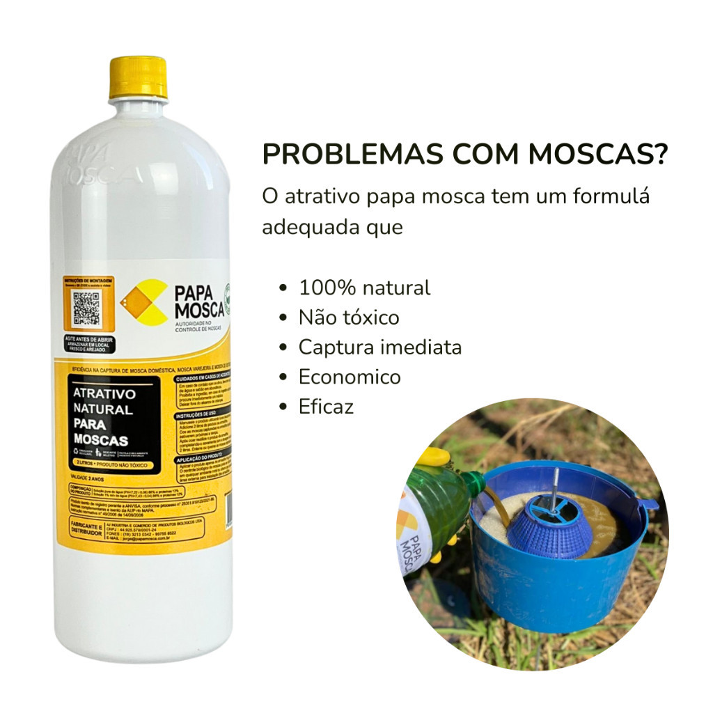 Refil de Atrativo para Moscas Natural Papa Mosca Pega Mosca para Fazendas, Sitios, Jardins