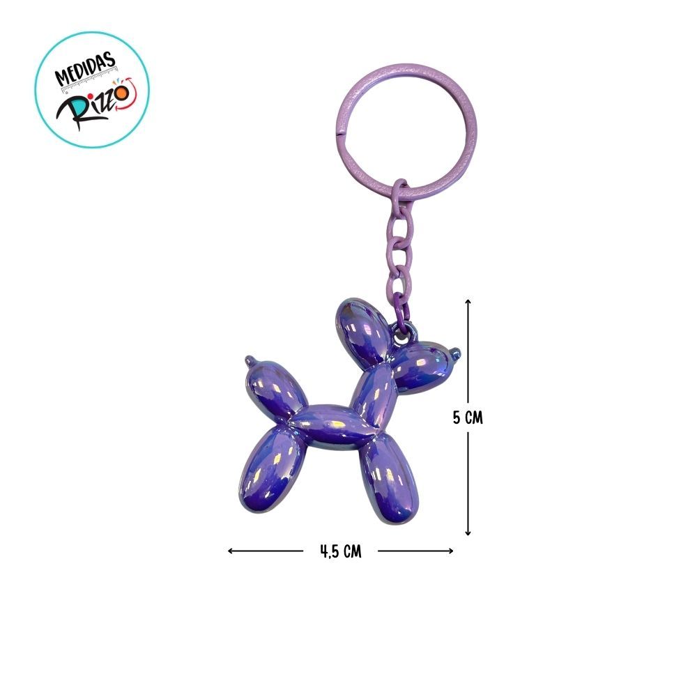 Chaveiro Metal - Cachorro Balão - Lilás Furta-Cor - 5x4,5cm - 1 unidade - Rizzo · foto 2