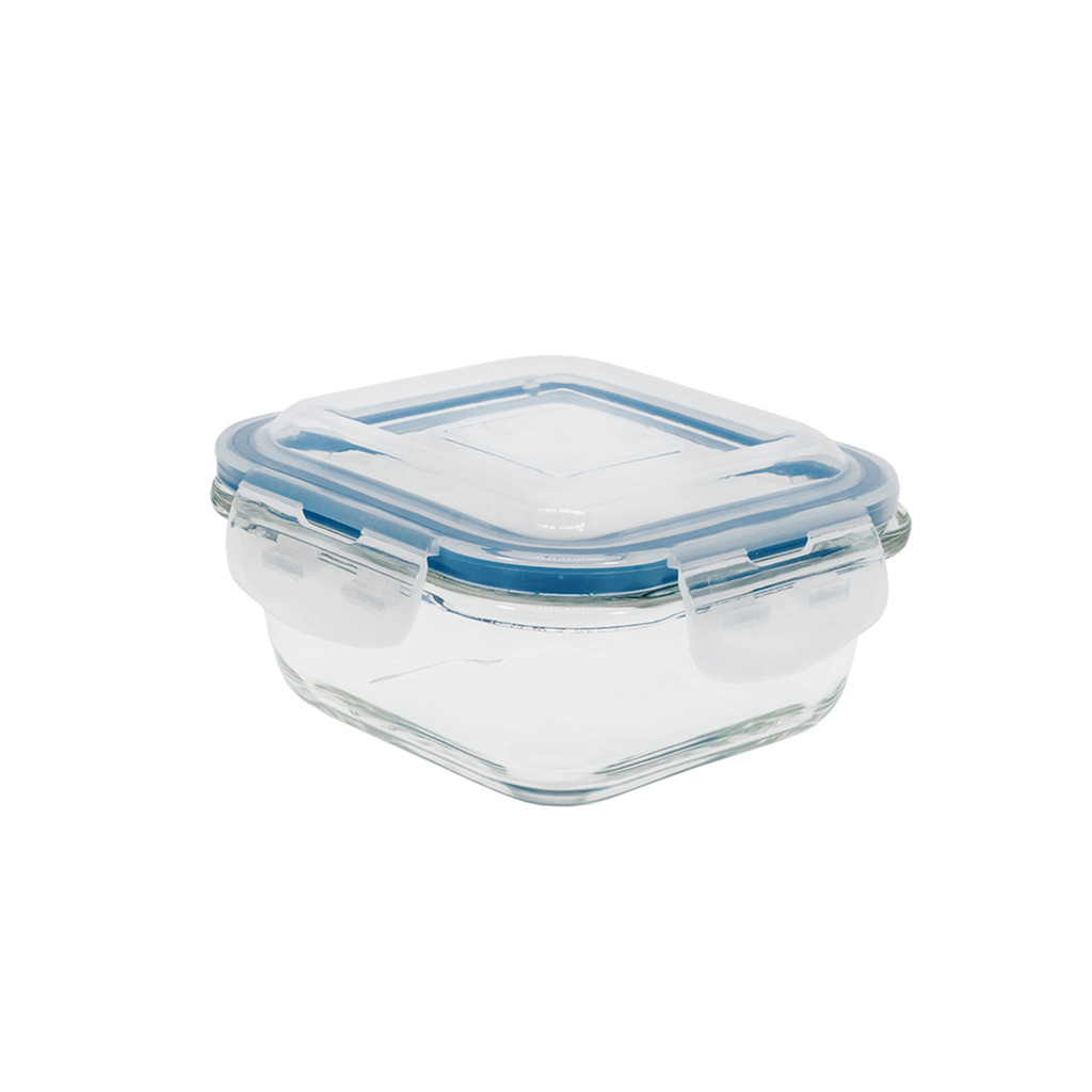 Pote de Vidro Quadrado de 800ml com Tampa Transparente Oikos