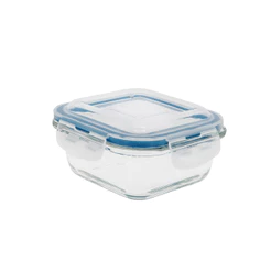Pote de Vidro Quadrado de 800ml com Tampa Transparente Oikos