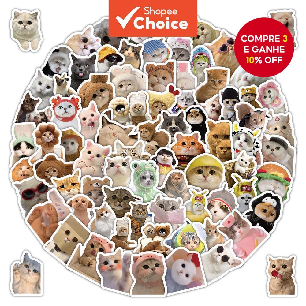 Adesivos Ultra-Realistas Para Gatos 100 Peças-Conjunto De Artesanato E Decoração De Presente DIY Com Tema De Animais De em Oferta na Shopee