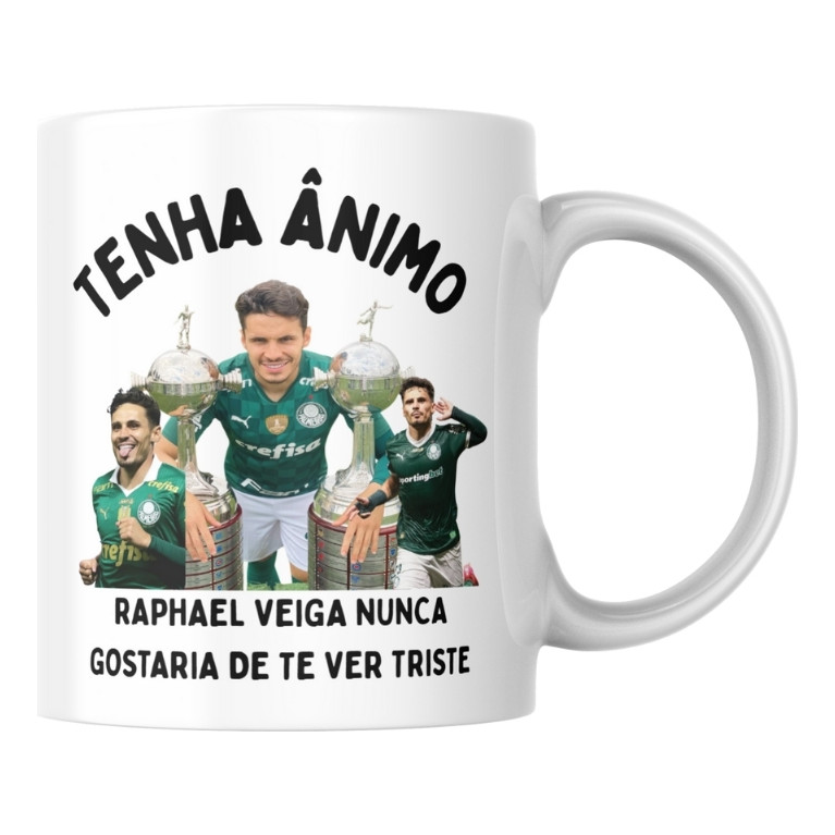 Caneca Palmeiras Raphael Veiga Tenha Ânimo Motivacional Fã Branco Veiga