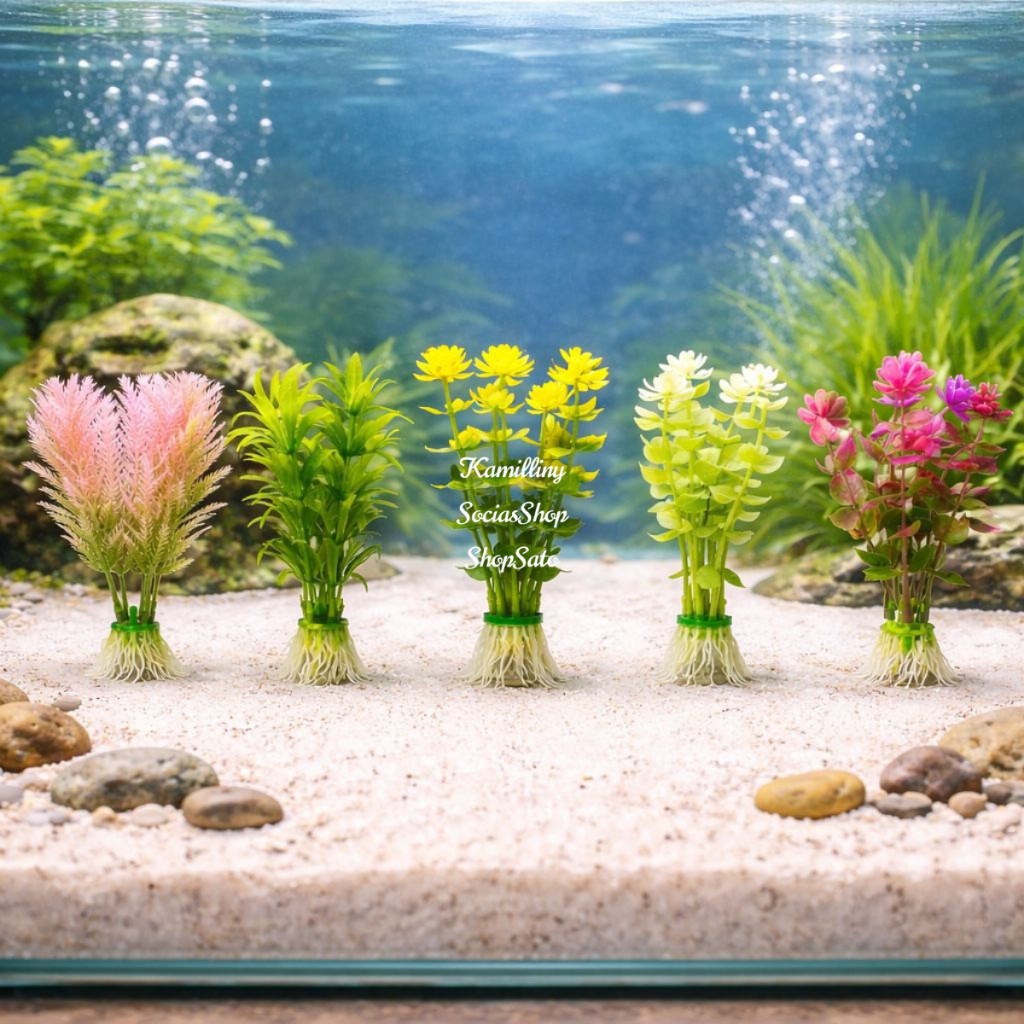 Planta Avulsa De Aquário Decoração 10cm Com Ventosa Para Enfeite
