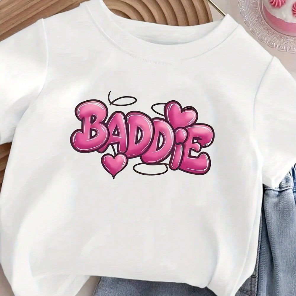 Camiseta Feminina estampada baddye coração Blusinha Infantil Delicada