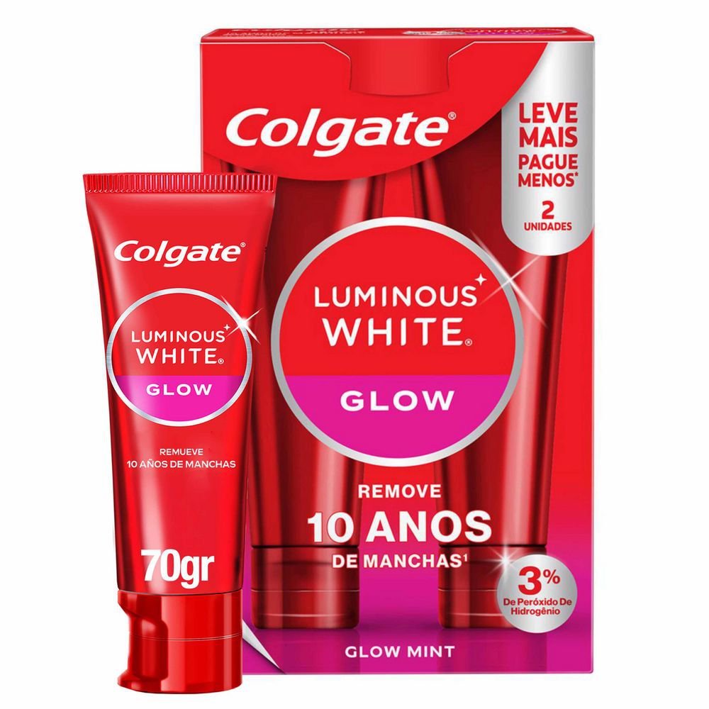 Creme Dental Colgate Luminous White Glow com 2 Unidades de 70g cada em Oferta na Shopee
