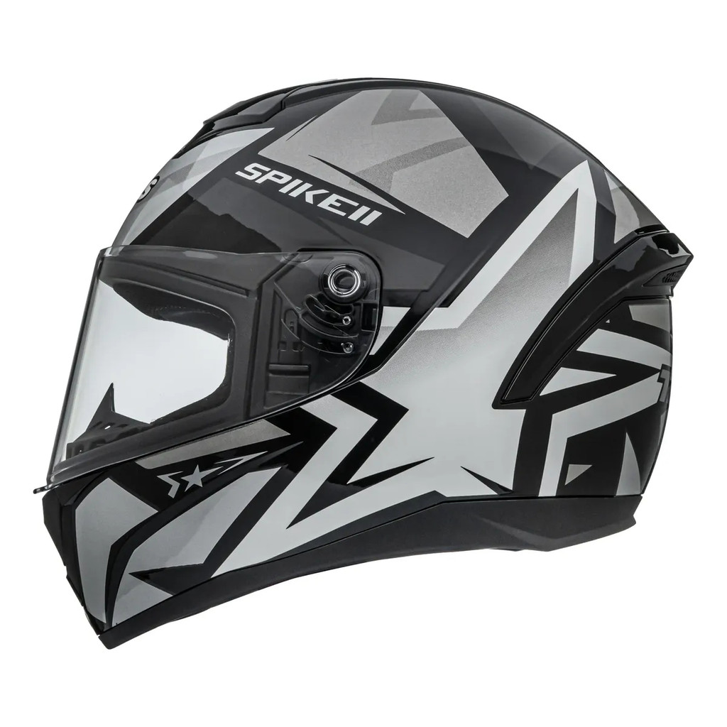 CAPACETE MOTOCICLISTA PEELS SPIKE 2 1ST PRETO PRATA BRILHANTE