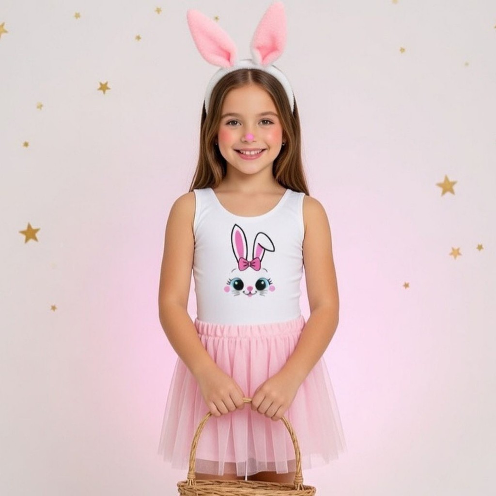 Fantasia Infantil Body Coelho Pascoa Branco e Rosa em Oferta na Shopee