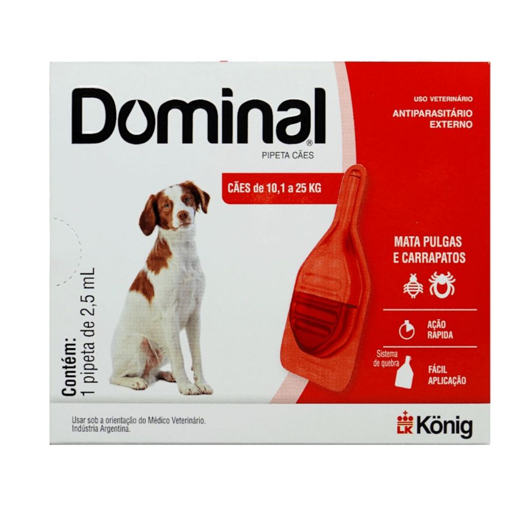 Dominal Pipeta Para Cães de 10,1 a 25Kg  1X Pipeta de 2,5ML