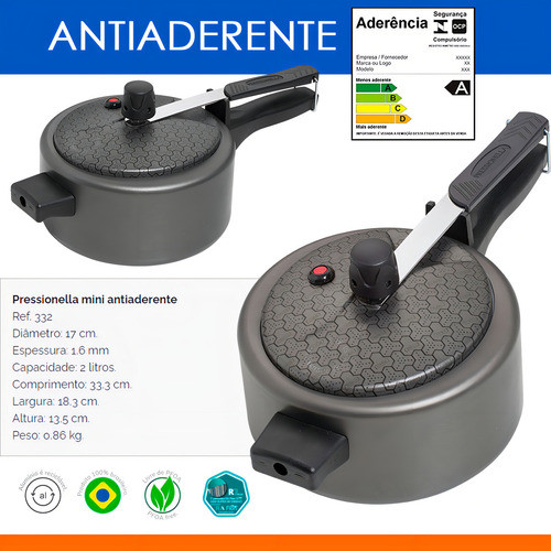 Panela De Pressão Antiaderente 2l Mini Pressionella Ramos Cor Grafite · foto 2