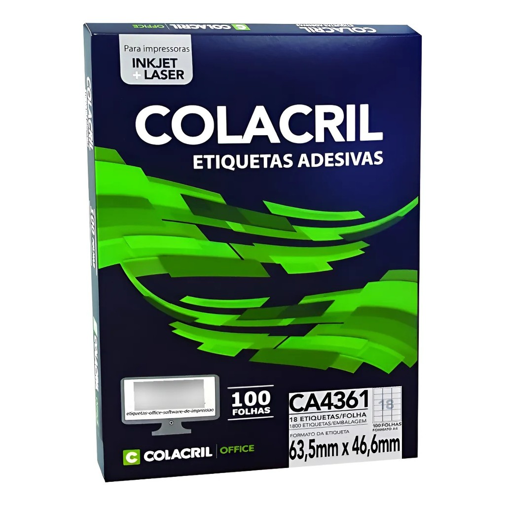 Etiqueta Impressora A4 63,5 X 46,6MM 100 FLS CA4361 Colacril em Oferta na Shopee