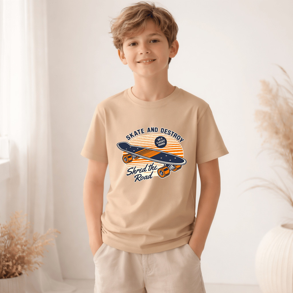 Camiseta Infantil e Juvenil Skate And Destroy 100% Algodão Premium Criança Personalizada Unissex Blusa Camisa