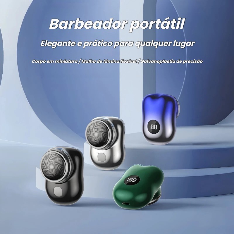 Aparador Elétrico de Barba de Bolso, Mini, À Prova D'água e Dupla Finalidade – Carrega por USB Tipo-C