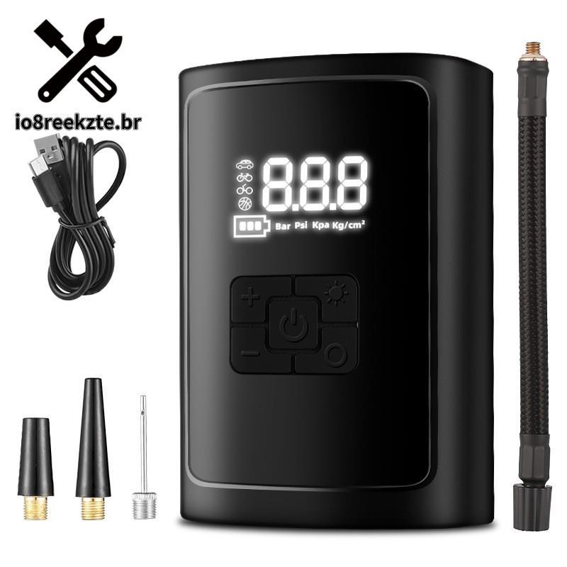Bomba De Ar Portátil Sem Fio Para Pneus De Carro , Bicicletas-120W , 12V , 10A Com Display Digital E Luz LED