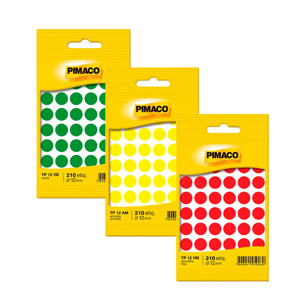 Kit Etiquetas Coloridas TP12 Pimaco em Oferta na Shopee