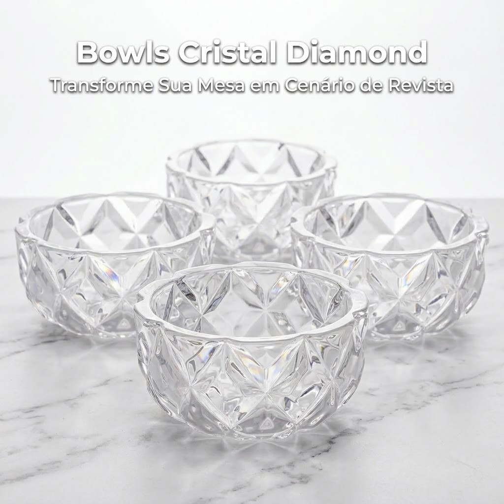 Bowl De Sobremesa 11cm Diamond Cristal Tigela Sorvete Açai Cumbuca Café Da Manhã Cereal Lyor