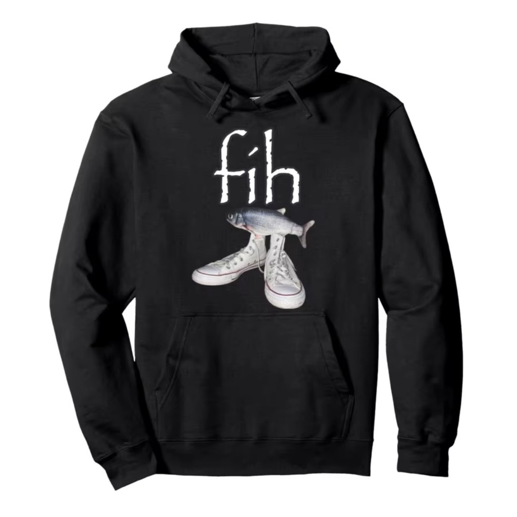 Moletom Fih Tênis Capote Peixe Engraçado Misspelled Meme Capuz Streetwear Casual Blusão Inverno
