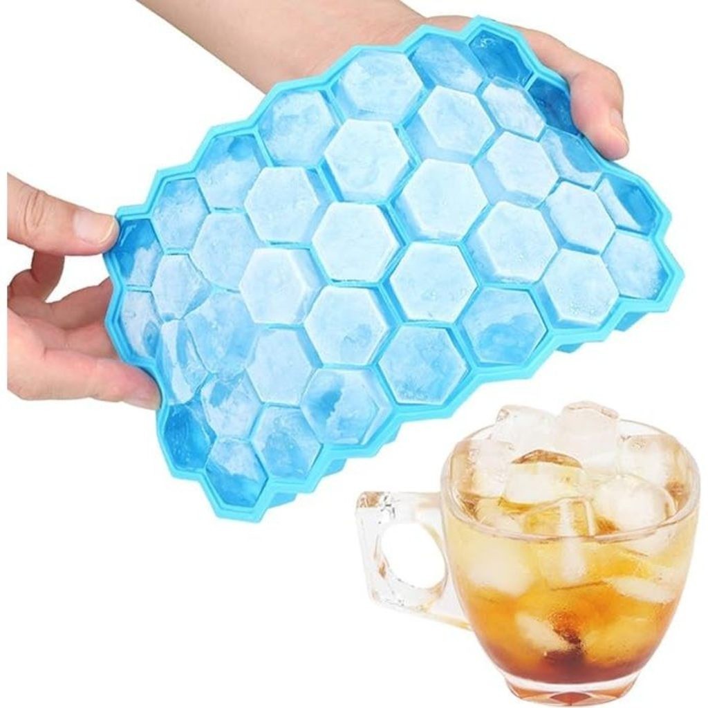 Forma De Gelo 37 Cavidades Silicone 20x12x2,1cm Formato Favo Mel Tampa Multiuso Multicolorida Molde