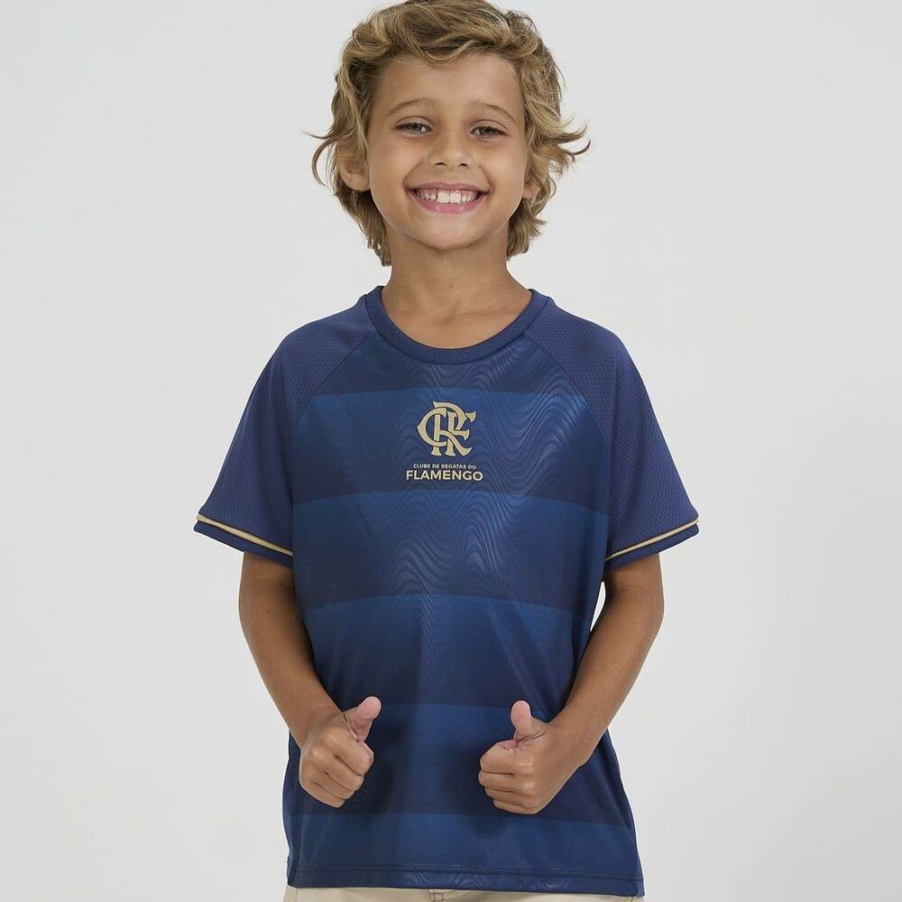 Camiseta Flamengo Frequencia Infantil Azul Marinho
