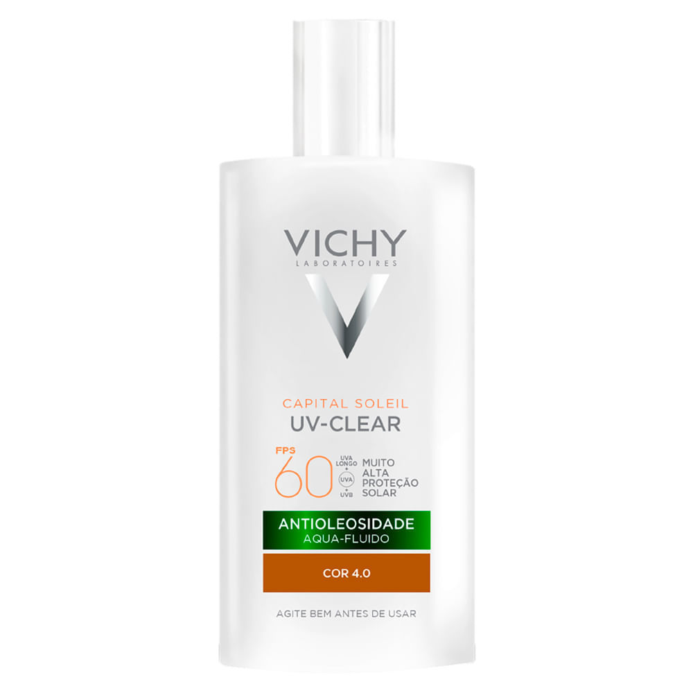 Protetor Solar Facial Vichy Capital Soleil UV-Clear Antioleosidade Aqua Fluido FPS 60 Cor 4.0 40g em Oferta na Shopee