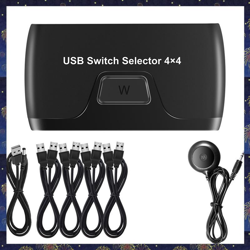 USB KVM Switch 4 Entrada 4 Saída Para Impressora Portátil Teclado Mouse Monitor Compartilhado Controlador Hub Adaptador 