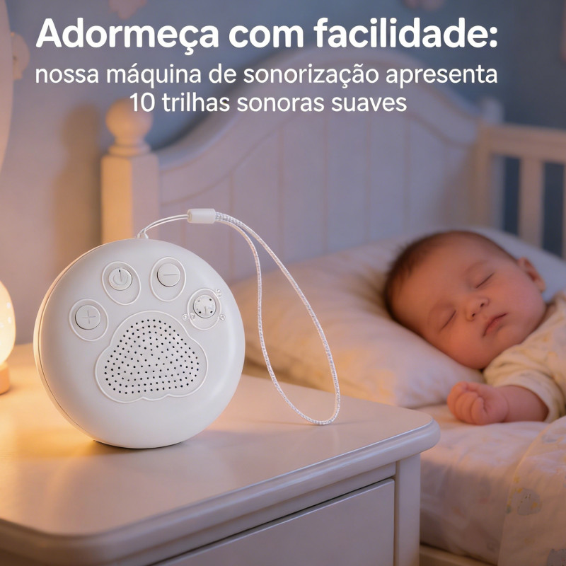 Reprodutor Portátil de Som de Sono para Crianças Música e Ruído Branco Dispositivo Auxiliar de Sono com Música