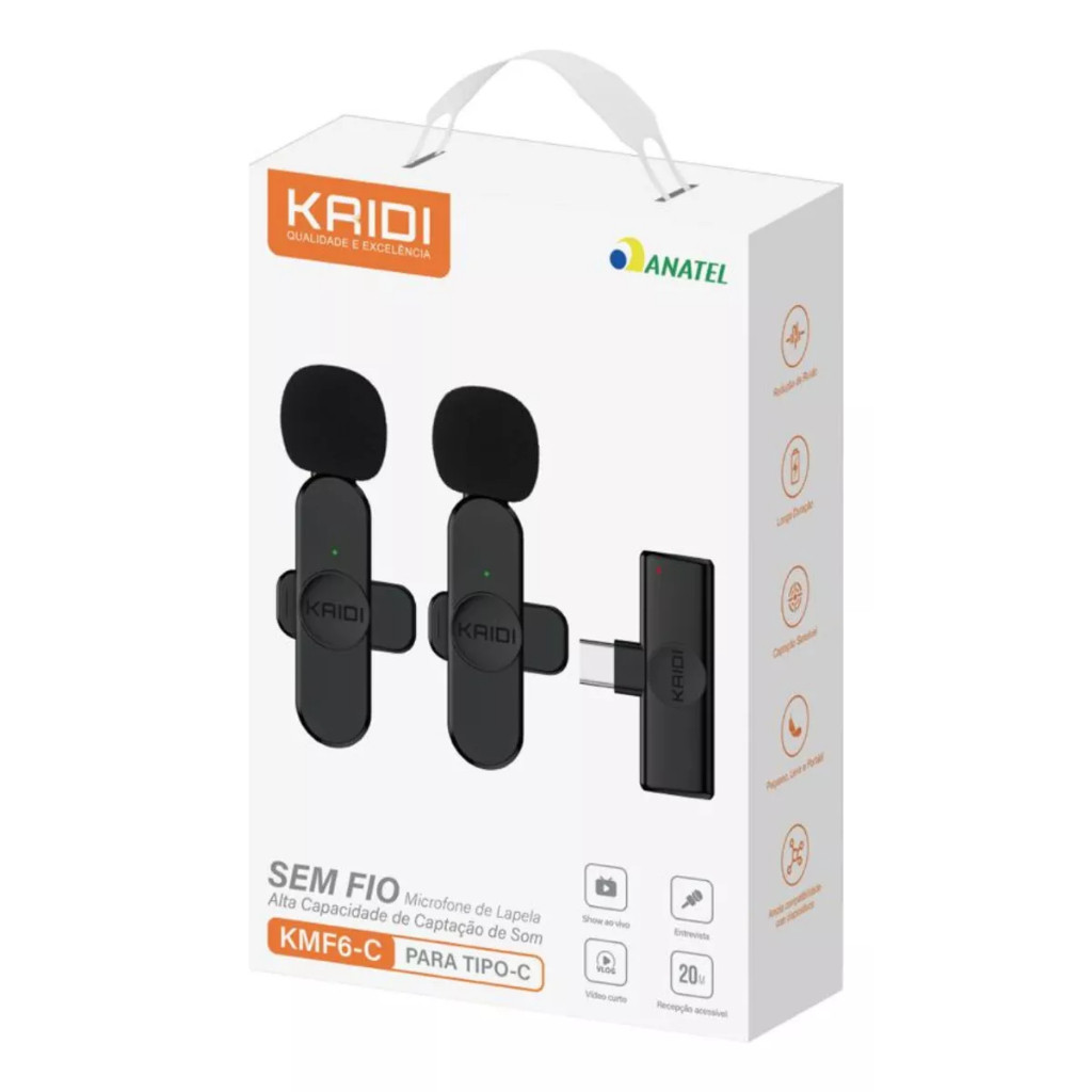 Microfone para IPHONE Lapela Duplo SEM FIO ou Entrada Tipo C
