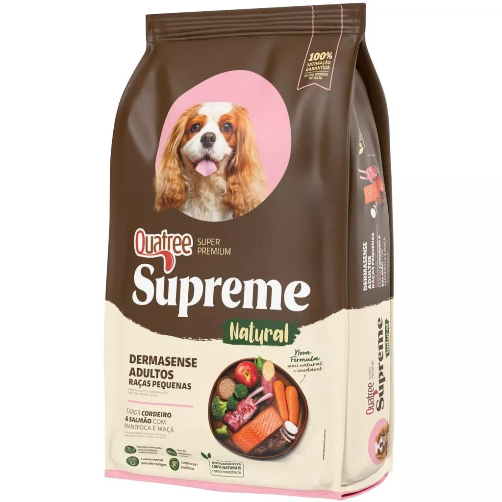 Raçao Quatree Supreme Dermasense Cão Adulto Raças Peq 10kg
