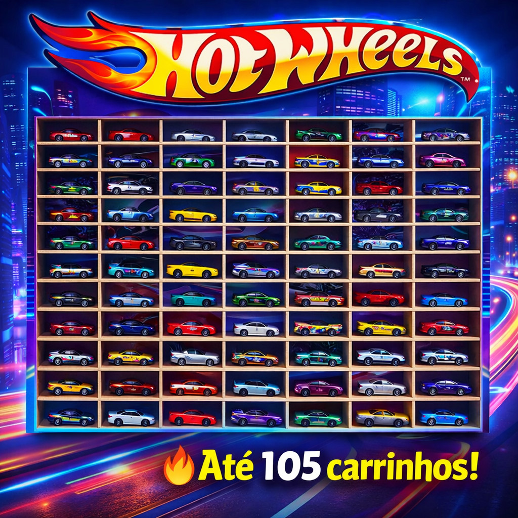 Prateleira porta carros 105 carrinhos madeira mdf adesivado novidade Promoção em Oferta na Shopee