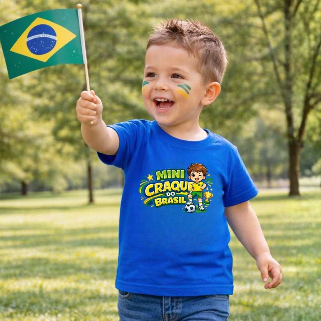 Camiseta infantil Time Torcida Copa do mundo Brasil - CBR13 - Mini craque do Brasil