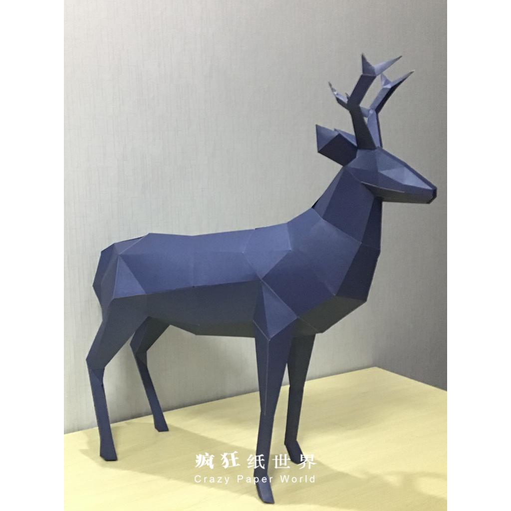 MOMO Molde de papel tridimensional Molde de papel de cervo Decoração Conjunto Chen Geométrico Origami Cartão Cena tridim