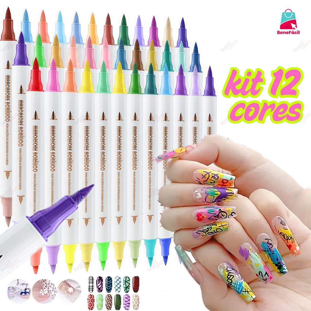 Caneta dupla para unhas de acrílico: 24 a 72 cores – a ferramenta essencial para nail art profissional