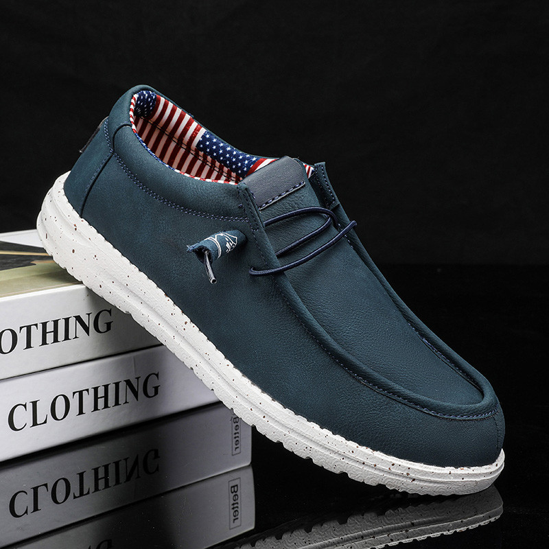 Sapatos Casuais Masculinos Azul Marinho Slip-On com Sola Macia e Respirável