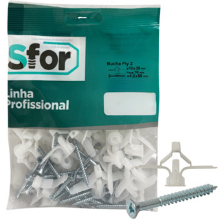 25 Kits Bucha Fly 2 10mm Parafuso 4,2x55mm Sfor Para Drywall Gesso Oferta em Oferta na Shopee